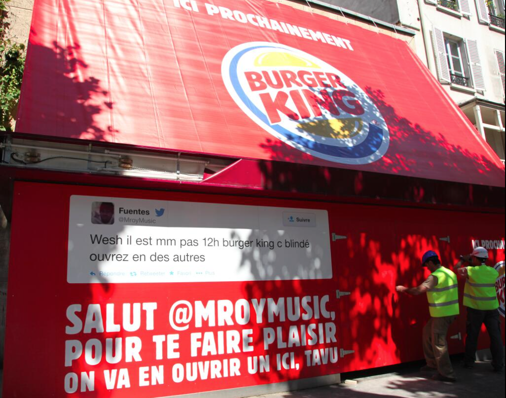 Communication pour l'ouverture du Burger King