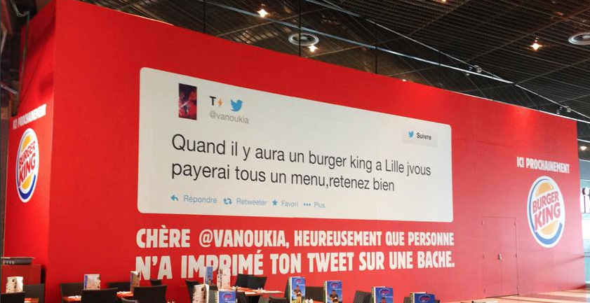 Communication pour l'ouverture du Burger King de Lille
