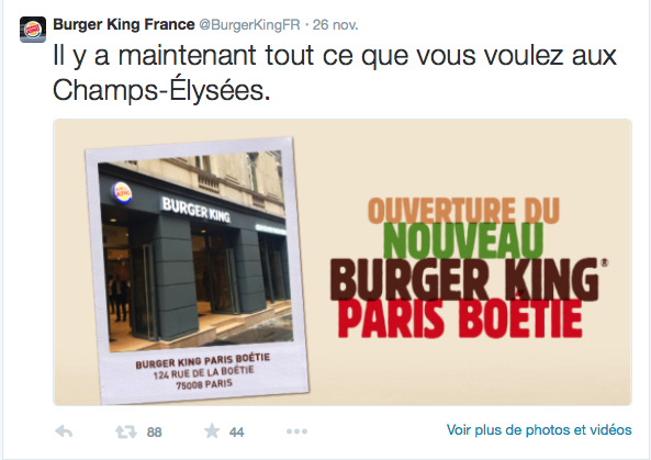 <ouverture d'un Burger King aux Champs Elysées