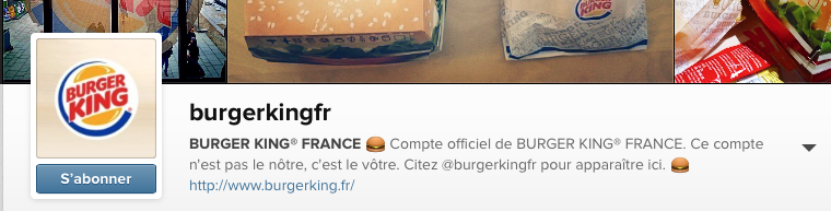Capture d'écran Instagramm du mur Burger King France